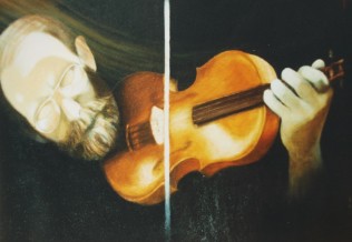 'John Martin - schottischer Geiger', Gouache-Malerei, 60 x 80
