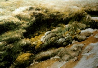 'Abbruchkanten im Priel', Pastellkreide, 35 x 44