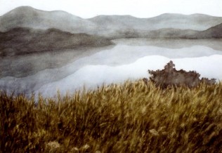 'Dämmerung, Highlands - Aquarell', 30 x 40