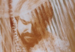 'Thomas Loefke' - Harfenspieler, Pastellkreide, 50 x 62