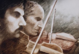 'Session im Tom Mallones, Irland', Aquarell-Mischtechnik, 46 x 58