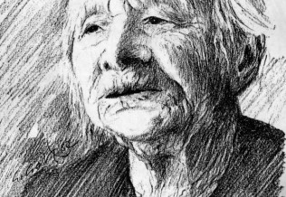 Portrait 'Oma Liesje', Tintenstift, 30 x 40
