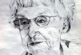 'Bertha Beneteit', Tages-Modellsitzung, Graphit 9B, 36 x 46, Auftragsarbeit