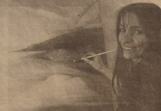 'Die Künstlerin an einer Gouachemalerei', Foto: Klietz, Hamburger Abendblatt- Pinneberger Beilage