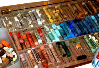 'Im Atelier, Pastellkreidestifte'
